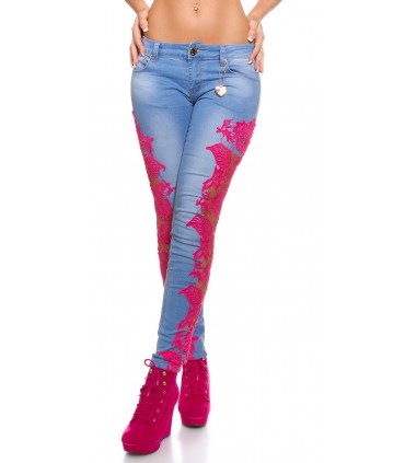 Koucla blue-and-white lace-up jeans