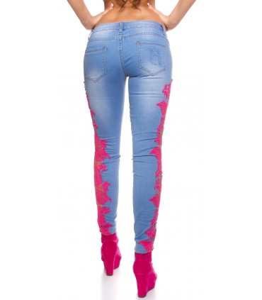 Koucla blue-and-white lace-up jeans