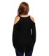 Black loose knit with shoulder shreds