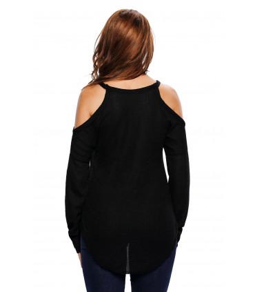 Black loose knit with shoulder shreds