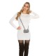 Koucla white long handbag patterned knit