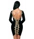 Black gold-length dress with chain decoration
