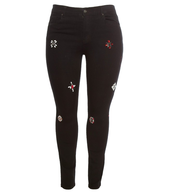 Curvy Girls Size Black Decorated Jeans