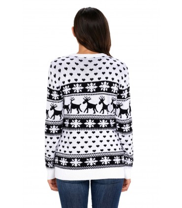 White and black reindeer print sweater