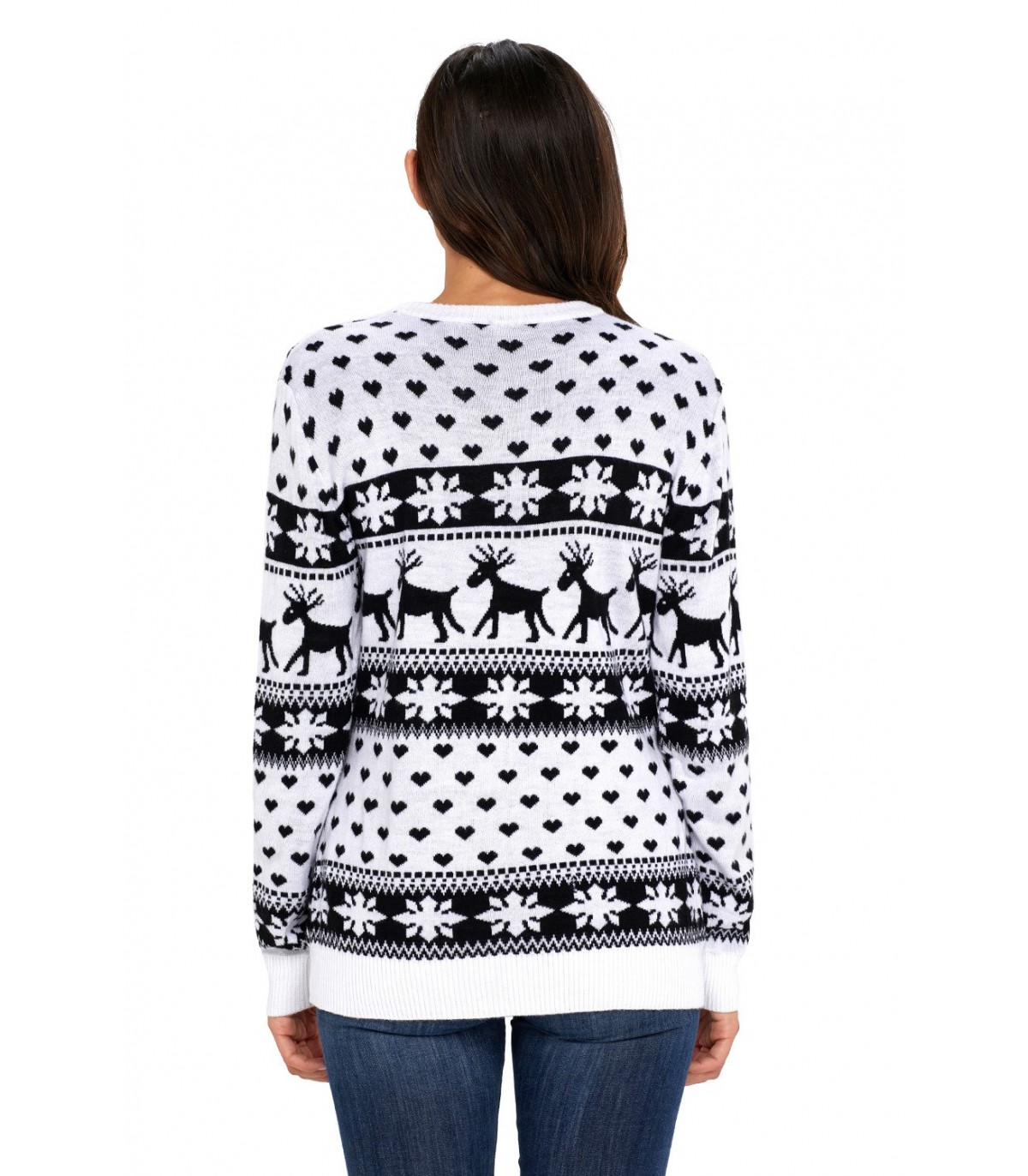White and black reindeer print sweater