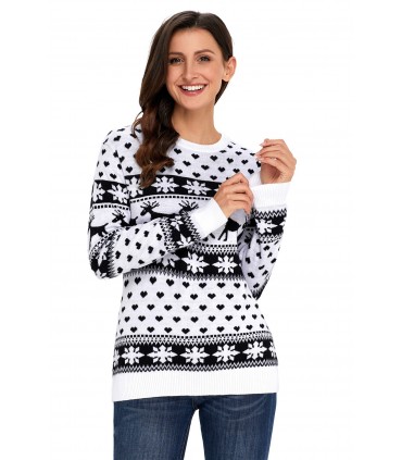 White and black reindeer print sweater