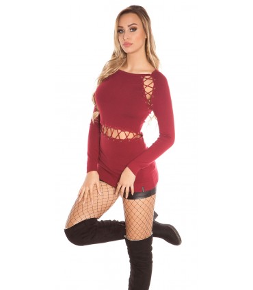 Koucla burgundy long sleeve knit with strings