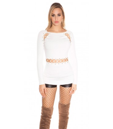 Koucla white long sleeve knit with strings