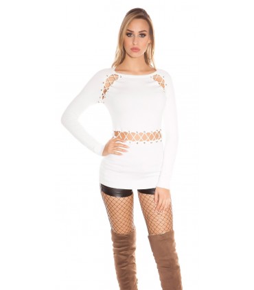 Koucla white long sleeve knit with strings