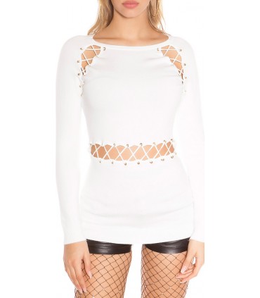 Koucla white long sleeve knit with strings