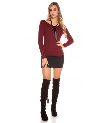Koucla burgundy star-striped knitwear