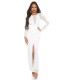 Koucla white lace-orned long party dress