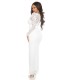 Koucla white lace-orned long party dress