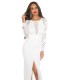 Koucla white lace-orned long party dress