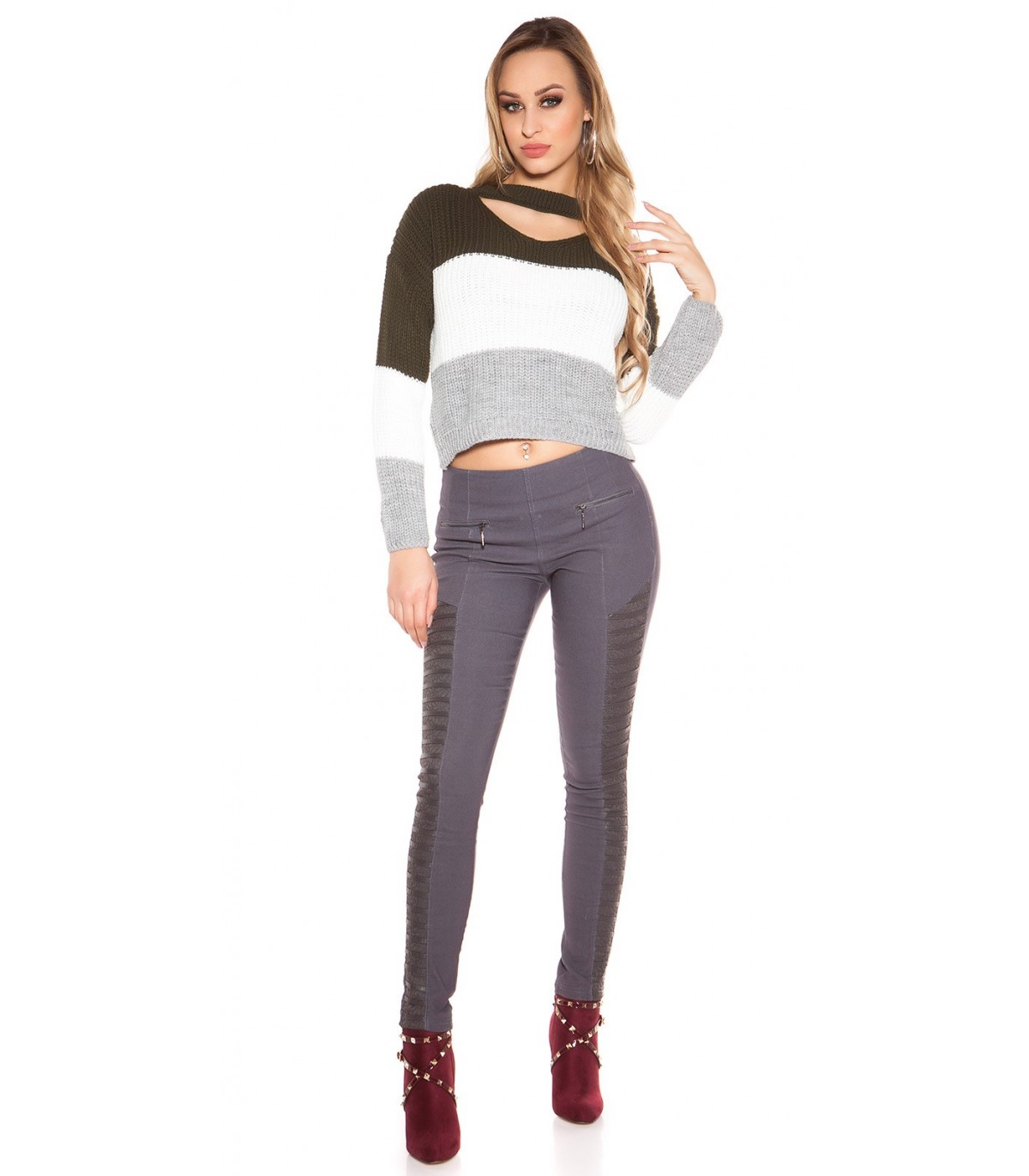 Grey decorative treggings
