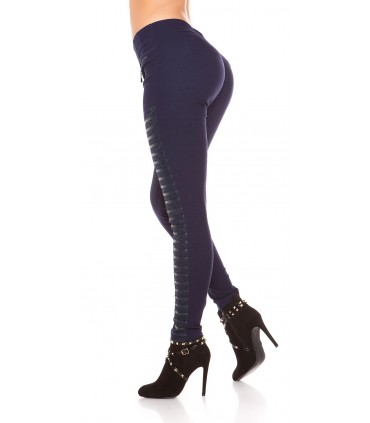 Dark blue decorative treggings