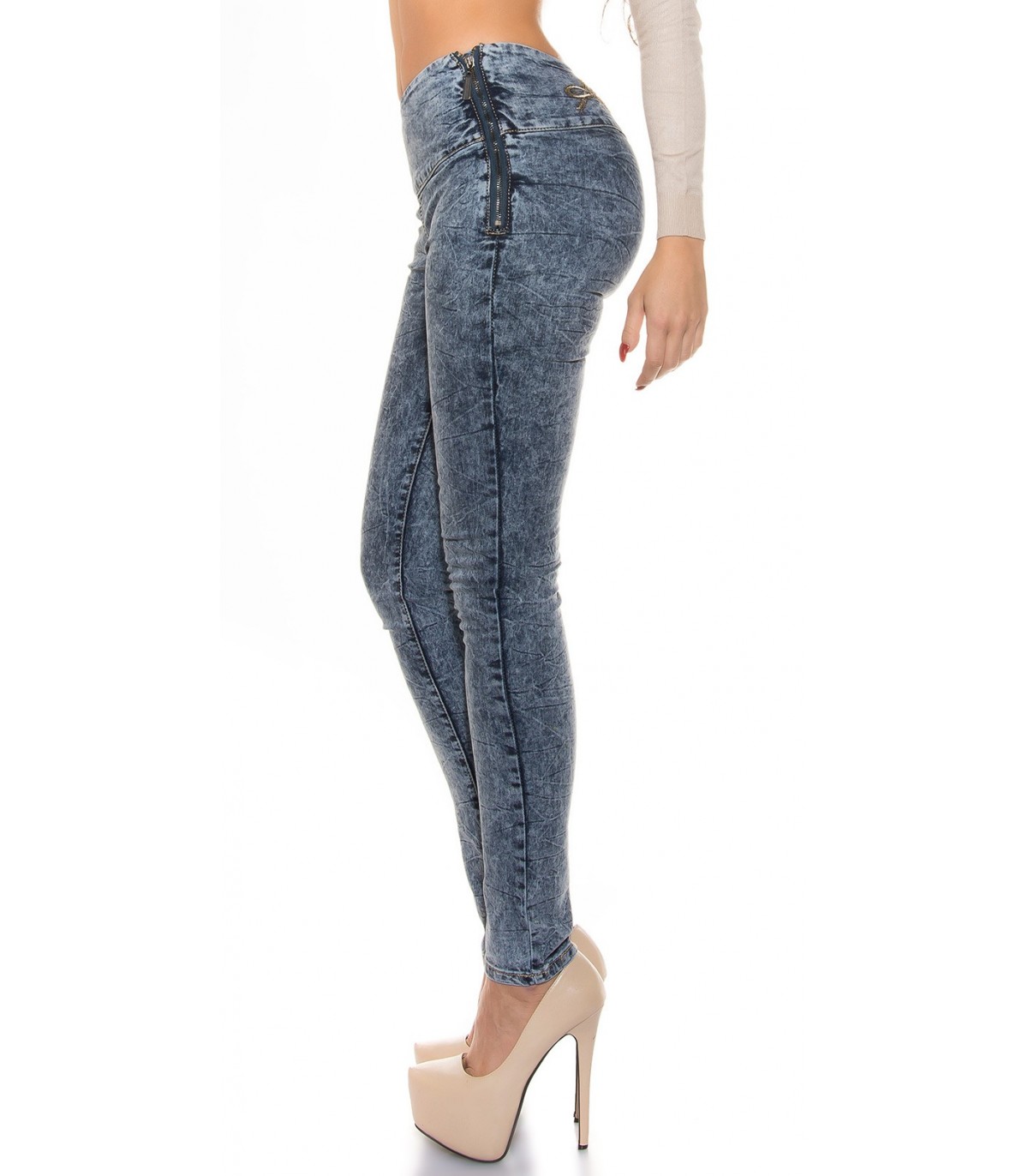 Koucla high-waisted stonewashed jeans