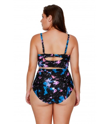 Printtikuvioiset korkeavyötäröiset remmibikinit (plus size)