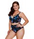 Print patterned high-waisted straps (plus size)