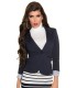 Dark blue blazer with stripe sleeves