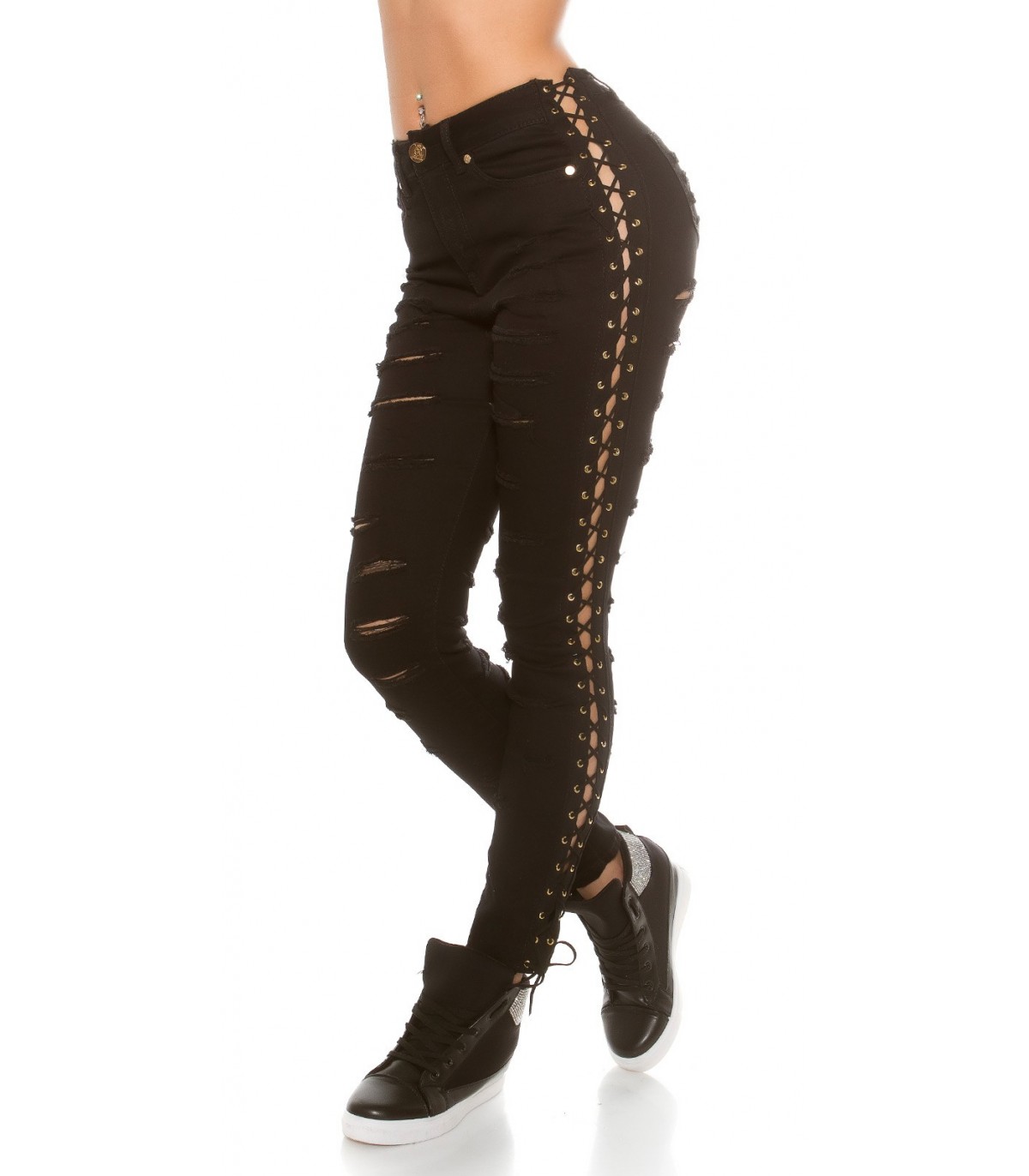 Koucla black ripped nod-off jeans