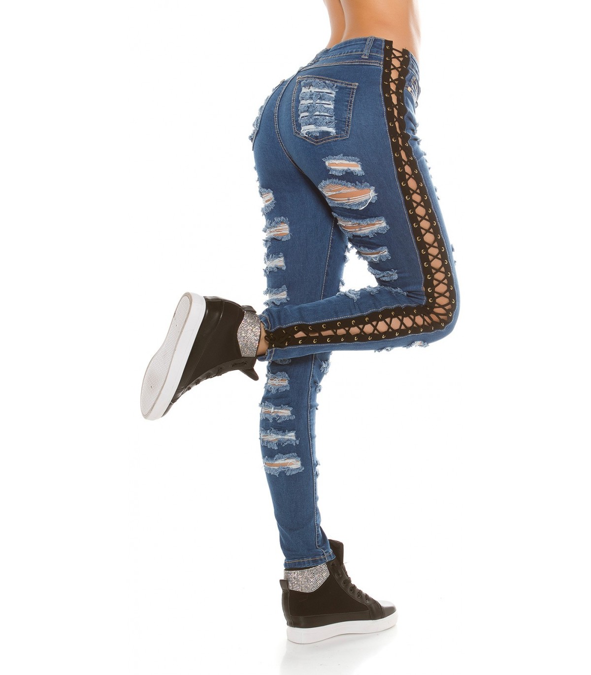 Koucla blue ripped nod-off jeans