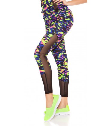 Siniset leoprinttiset mesh treenitrikoot + toppi