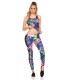 Colorful blue mesh workout tights + top