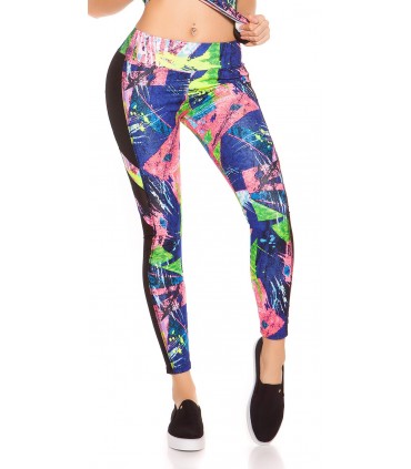 Colorful blue mesh workout tights + top