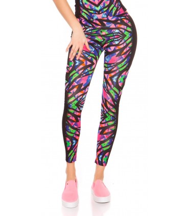 Colorful pink mesh workout tights + top