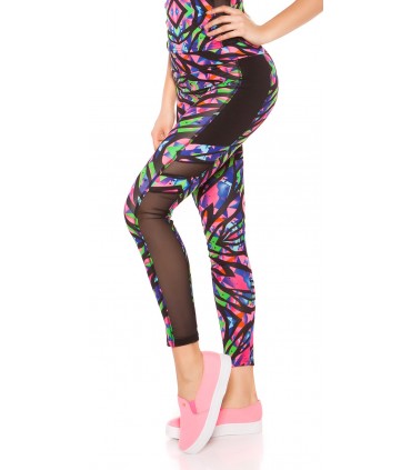 Colorful pink mesh workout tights + top