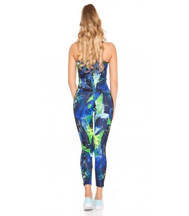 Colorful turquoise mesh workout tights + top