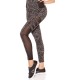 Black print patterned mesh workout tights + top