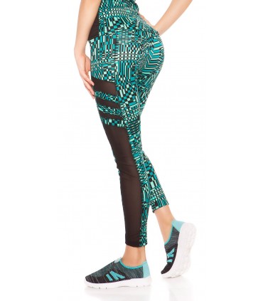 Mint print patterned mesh workout tights + top