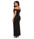 Black single shoulder off-shoulder maxikko