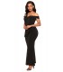 Black single shoulder off-shoulder maxikko