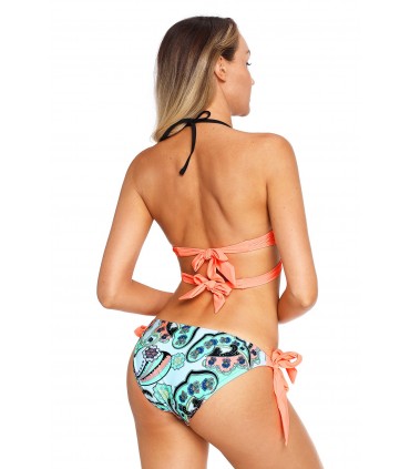 Korallit printtikuvioiset wrap-look bikinit