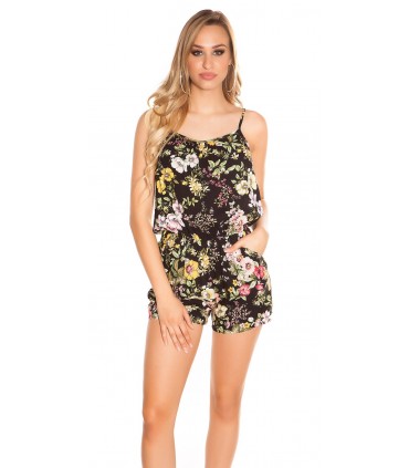 Black floral patterned playsuit