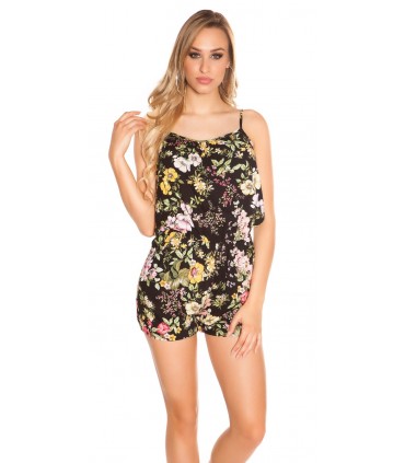 Black floral patterned playsuit