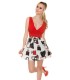 Red print patterned v-skater mini dress