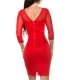 Koucla red decorative embroidered mesh dress