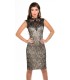 Koucla beige black ornamental lace dress