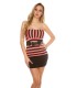 Coral black striped tube top with belt