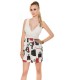 White print patterned v-skater mini dress