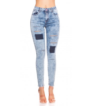 Koucla blue jeans with slits and spots