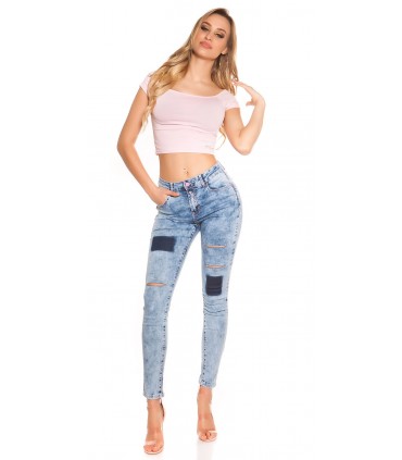 Koucla blue jeans with slits and spots