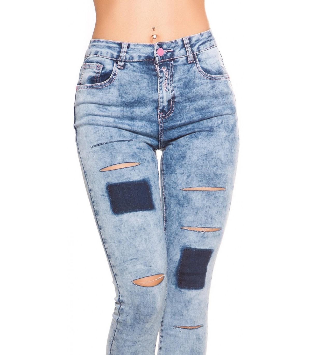 Koucla blue jeans with slits and spots