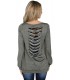 Dark grey lace-orned sweatshirt with slits
