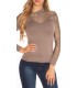Koucla cappuccino lace-decorated knit