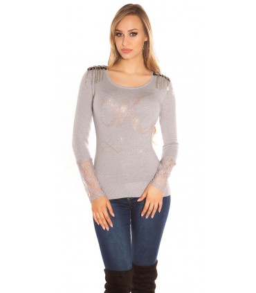 Koucla grey rivet chain knit